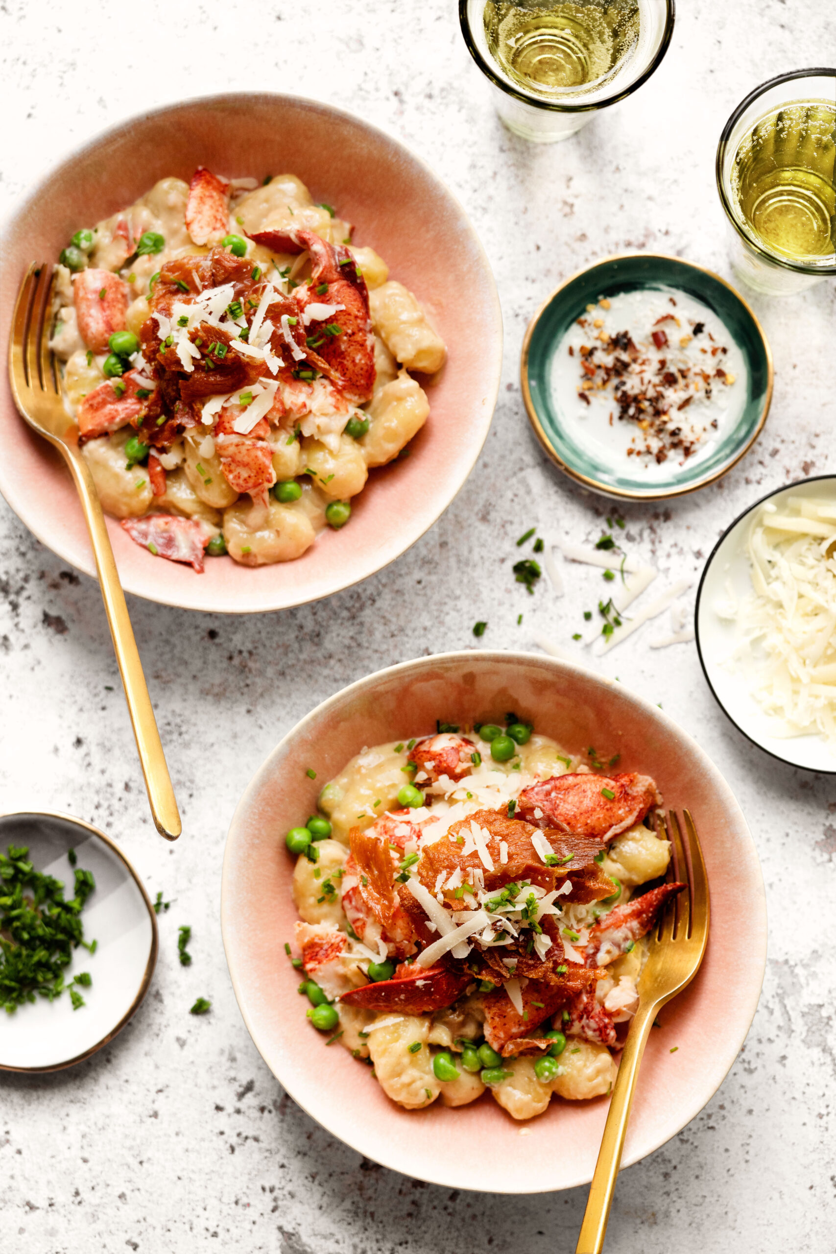 Creamy Gnocchi with Maine Lobster and Crispy Prosciutto and Peas Recipe