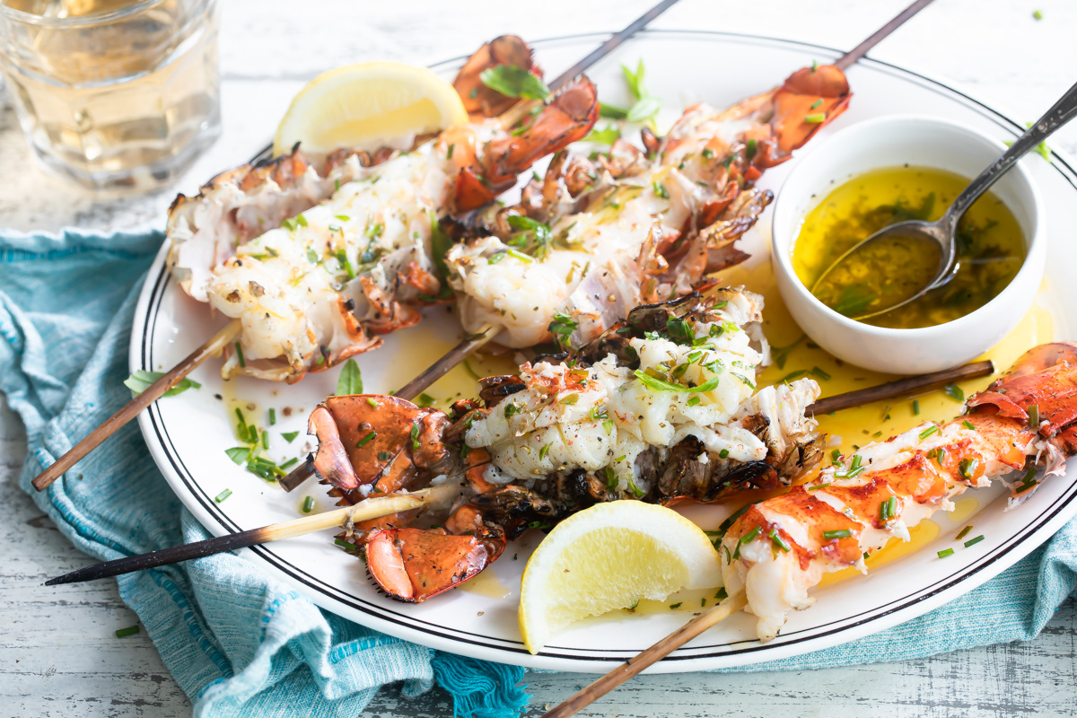 Lobster Skewers with Bang Bang Sauce - Over The Fire Cooking
