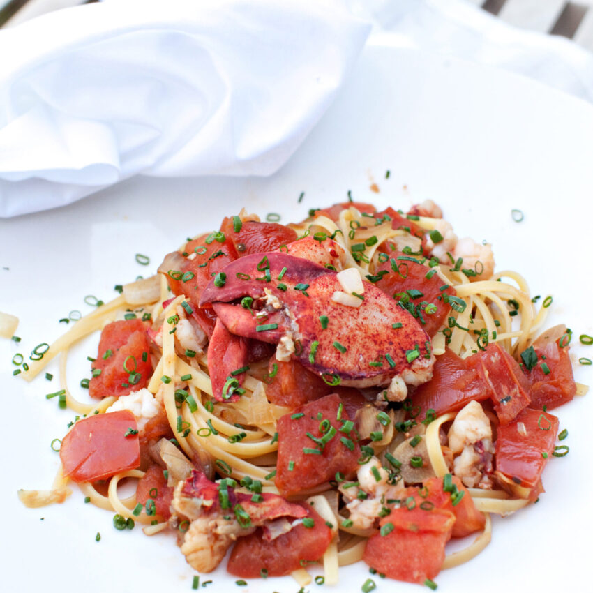 Maine New Shell Lobster Linguine with Chive and Tomato recipe image
