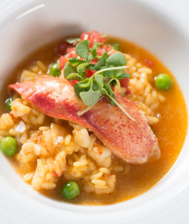 Maine Lobster Risotto with English Peas and Tomato Concasse recipe image