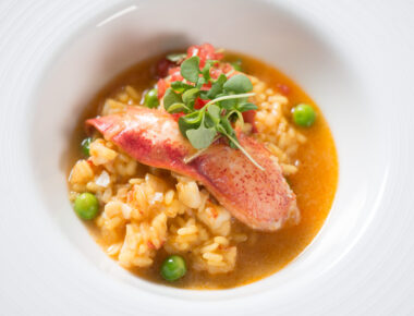 Maine Lobster Risotto with English Peas and Tomato Concasse