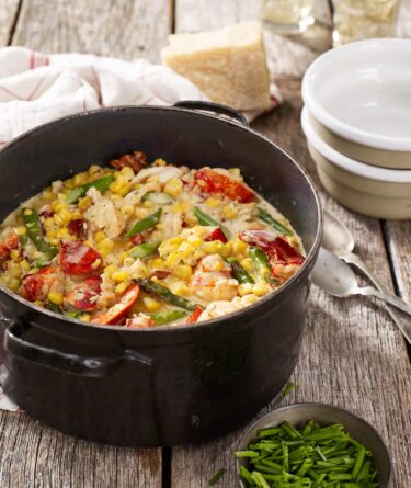 Fresh Corn Succotash with Maine Lobster and Asparagus recipe image