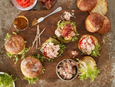 Bacon, Maine Lobster and Tomato Sliders