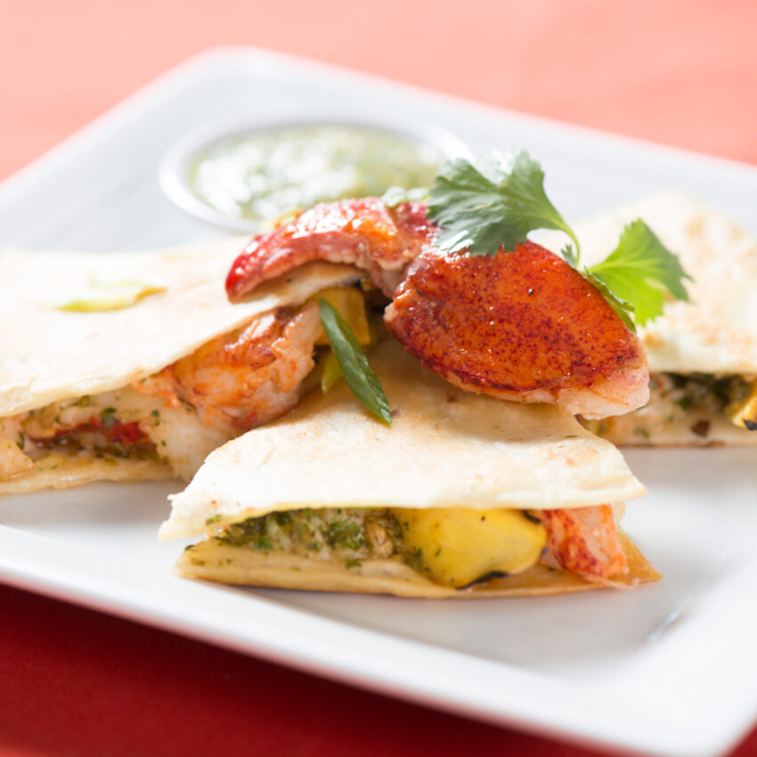 Maine Lobster and Mango Quesadilla with Tomatillo Salsa recipe image