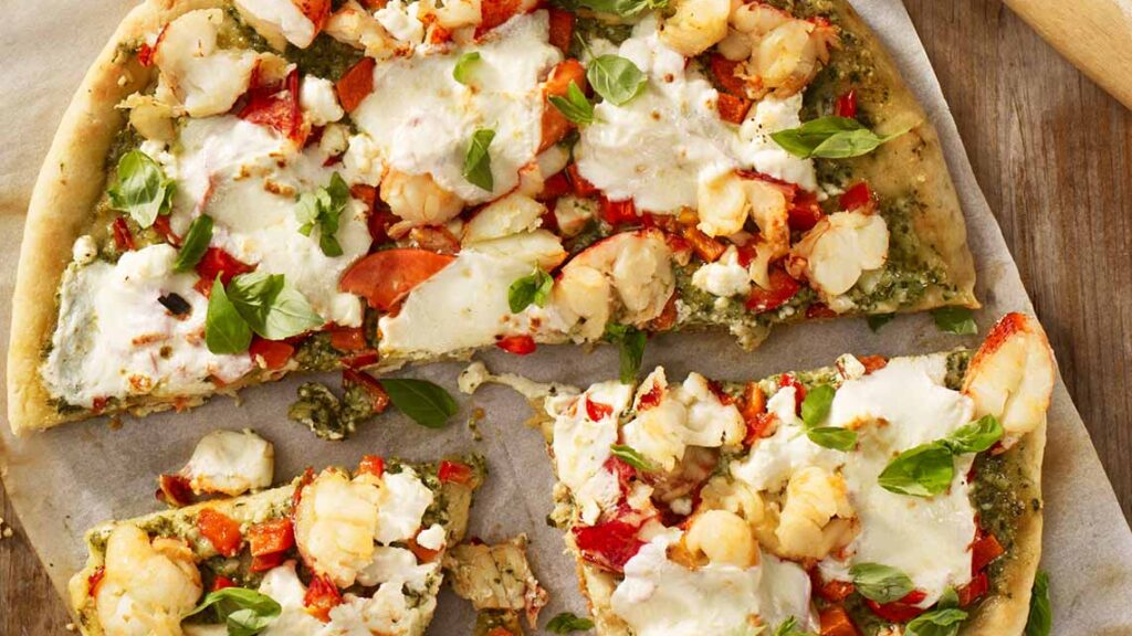 Roasted Garlic Pesto and Maine Lobster Pizza recipe image