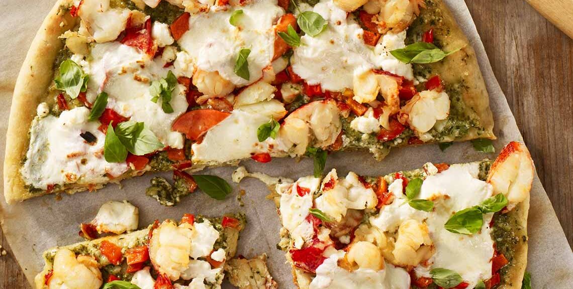 Roasted Garlic Pesto and Maine Lobster Pizza recipe image