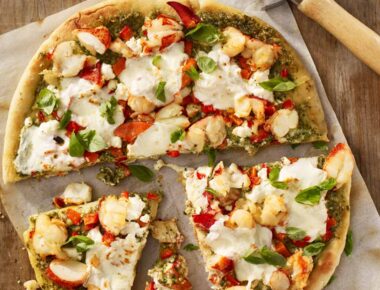 Roasted Garlic Pesto and Maine Lobster Pizza