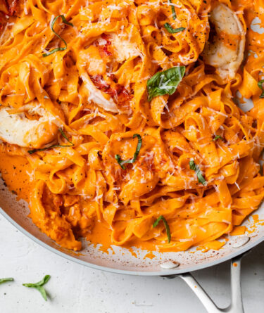 Roasted Red Pepper Pasta with Maine Lobster recipe image