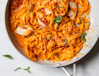 Roasted Red Pepper Pasta with Maine Lobster