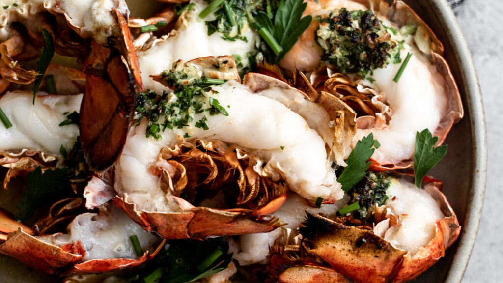 Broiled Maine Lobster Tails with Compound Herb Butter recipe image