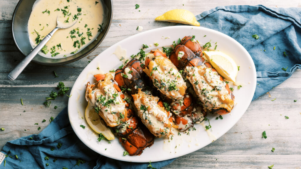 Smoked Maine Lobster With Garlic Butter Cream Sauce recipe image
