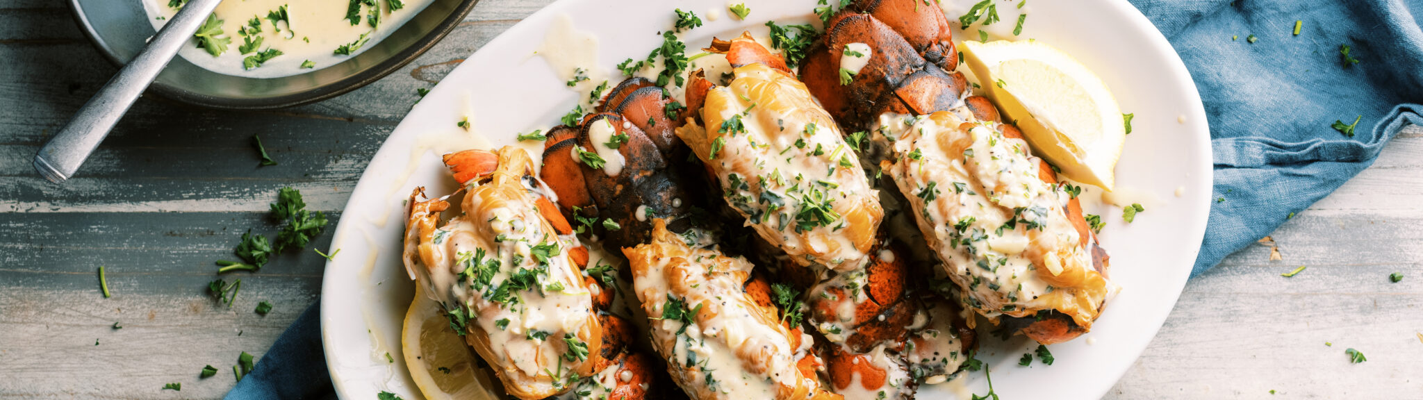 Smoked Maine Lobster With Garlic Butter Cream Sauce recipe image