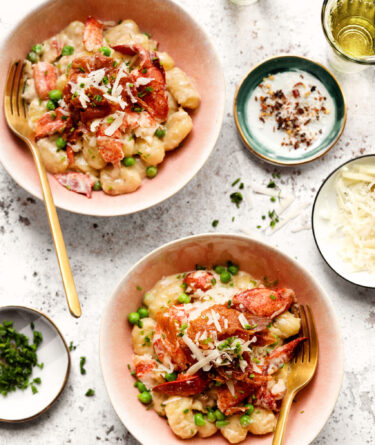 Creamy Gnocchi with Maine Lobster and Crispy Prosciutto and Peas recipe image