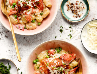 Creamy Gnocchi with Maine Lobster and Crispy Prosciutto and Peas