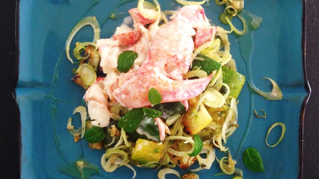 Maine Lobster tossed with Aioli Served with Zucchini and Fennel recipe image