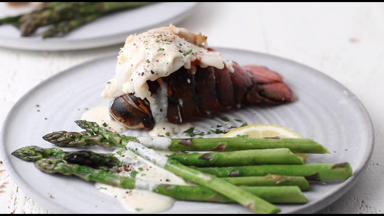 Recipe: Maine Lobster Tails with Creamy Lemon Parmesan and Asparagus