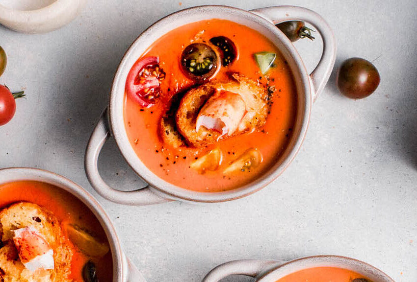 Mini Maine Lobster Grilled Cheese with Creamy Tomato Soup recipe image