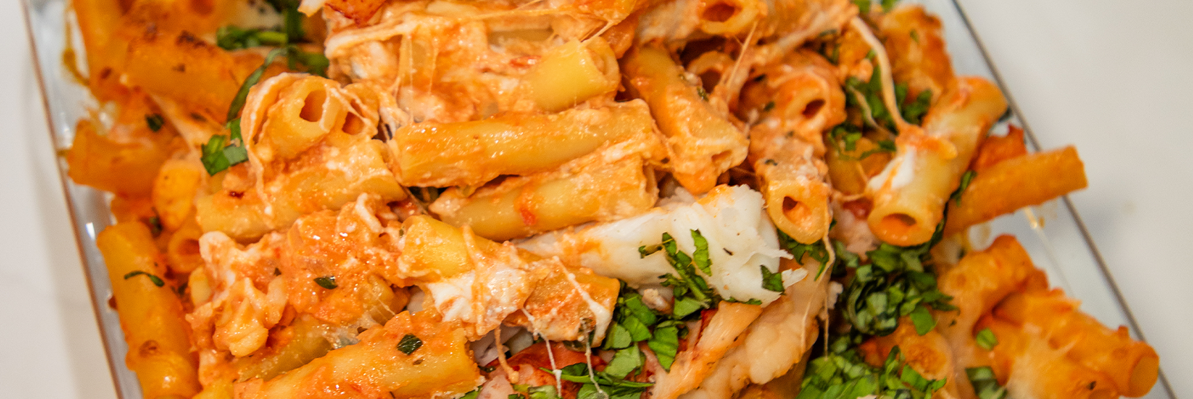 Baked Ziti Alla Vodka With Air-Fried Maine Lobster Tail recipe image