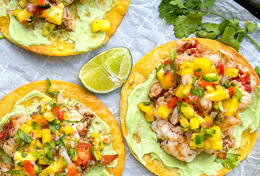 Broiled Maine Lobster Tostada with Pineapple Salsa recipe image