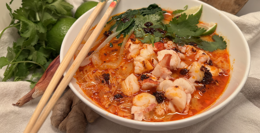 Maine Lobster Coconut Curry Noodle Soup recipe image