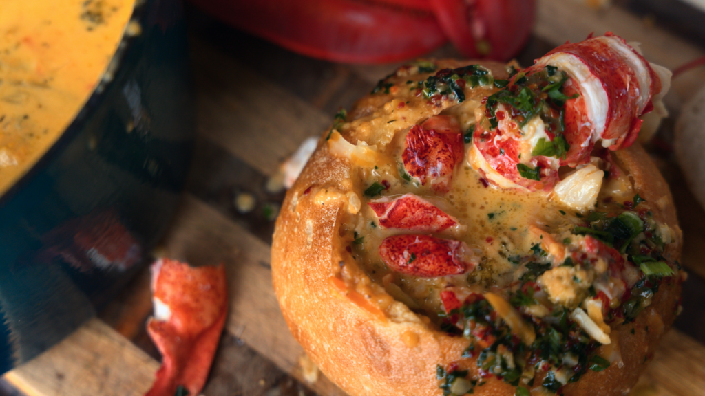 Broccoli Cheddar and Maine Lobster Soup recipe image